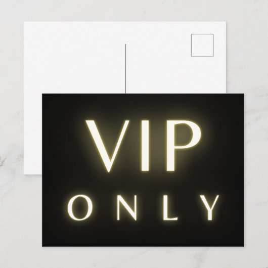 Vip only neon glowing luxe text design briefkaart (Voorkant / Achterkant)