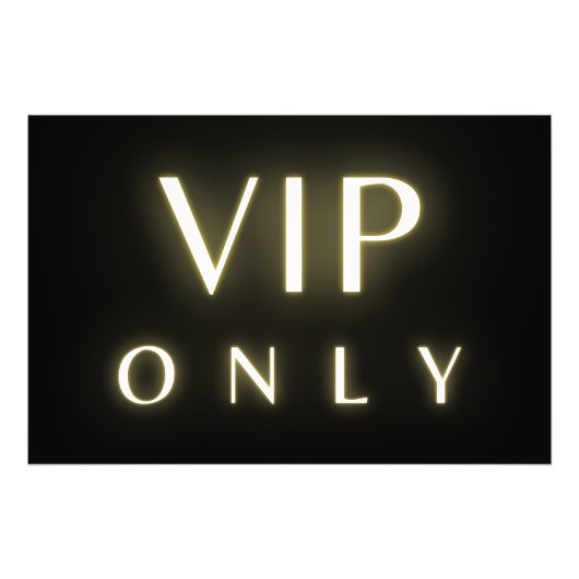 Vip only neon glowing luxe text design foto afdruk (Voorkant)