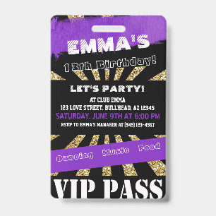 VIP Paars & Gold om het even welke Gebeurtenis ove Badge