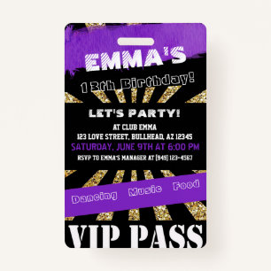 VIP Paars & Gold om het even welke Gebeurtenis ove Badge