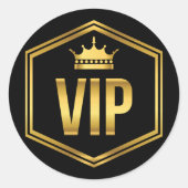VIP-partijpas voor Gold en Black Crown Ronde Sticker (Voorkant)