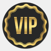 VIP-partijpas voor Gold en Black Wavy Ronde Sticker (Voorkant)