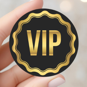 VIP-partijpas voor Gold en Black Wavy Ronde Sticker