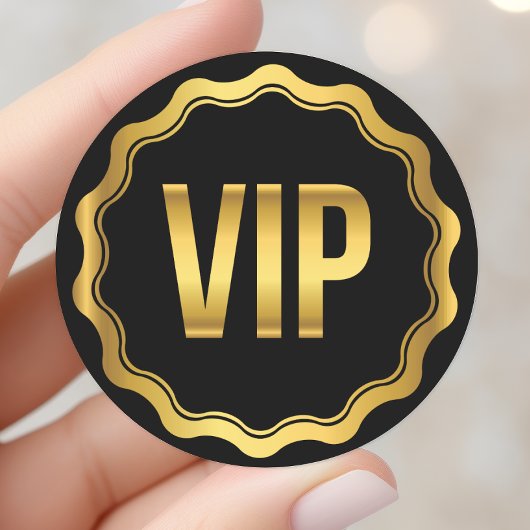 VIP-partijpas voor Gold en Black Wavy Ronde Sticker