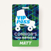 VIP Party Pass Boy Roller Skating Birthday Lanyard Badge (Achterkant)