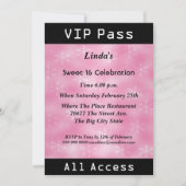 VIP-pas 16 Birthday Party Pink Kaart (Voorkant)