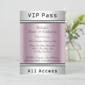 VIP-pas 16 Birthday Party White Pink Kaart (Staand voorkant)