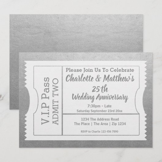VIP-Pas 25-jarig jubileumkaartje Nepzilver Kaart (Voorkant / Achterkant)