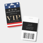 VIP-Pas Amerikaanse Vlag Evenement Badge (Voor- en achterkant)
