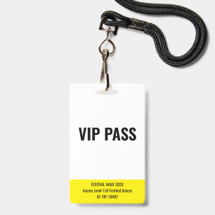 VIP-pas backstage muziekfestival wit Badge