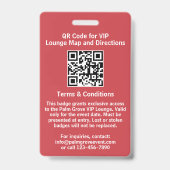 VIP Pas Badge | Aangepaste Rode Bokeh QR Code & Lo (Achterkant)