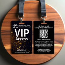 VIP Pas Badge | Aangepaste Zwarte Bokeh QR Code & 