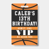 VIP-Pas Badge voor Basketbal Verjaardagsfeestje (Achterkant)