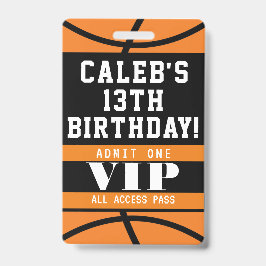 VIP-Pas Badge voor Basketbal Verjaardagsfeestje