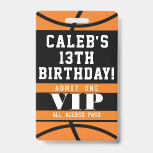 VIP-Pas Badge voor Basketbal Verjaardagsfeestje