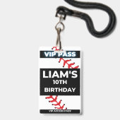 VIP-Pas Badge voor honkbal verjaardagsfeestje (Voorzijde met lanyard)