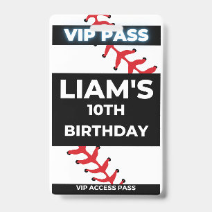 VIP-Pas Badge voor honkbal verjaardagsfeestje