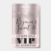 VIP-Pas Badge Zoete 16 Feest Roze Vlinders (Achterkant)
