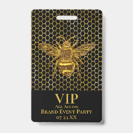 VIP Pas Elegant Zwart Goud Glanzende Koningin Bij Badge