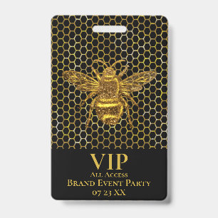 VIP Pas Elegant Zwart Goud Glanzende Koningin Bij Badge