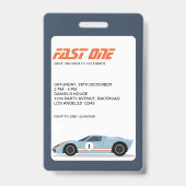 VIP-pas Fast One Racer verjaardagsuitnodiging Badge (Achterkant)
