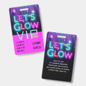 VIP Pas Glow In Dark Feest UNIEK UITNODIGINGS IDEE Badge (Voor- en achterkant)