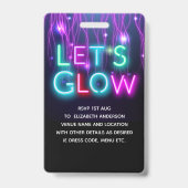 VIP Pas Glow In Dark Feest UNIEK UITNODIGINGS IDEE Badge (Achterkant)