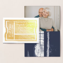 VIP-pas gouden huwelijksjubileum ticket Folie Kaarten