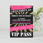 VIP PAS Meisjes Dansfeest Slaapfeest Tiener Meisje Kaart (Staand voorkant)