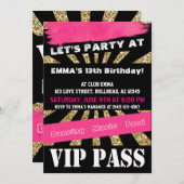 VIP PAS Meisjes Dansfeest Slaapfeest Tiener Meisje Kaart (Voorkant / Achterkant)