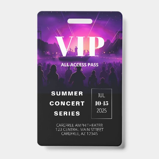 VIP Pas QR Code Concert Badge (Voorzijde)