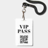 vip pas qr code minimalistisch modern badge (Voorzijde met lanyard)