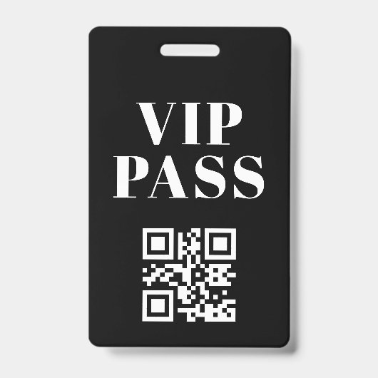 vip pas qr-code minimalistisch modern zwart wit badge (Voorzijde)