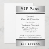 VIP-pas Sweet 16 Verjaardagsfeest Wit Kaart (Voorkant / Achterkant)