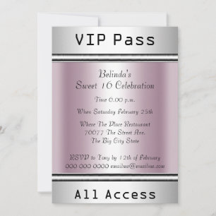 VIP-pas Sweet 16 Verjaardagsfeest Wit Roze Kaart