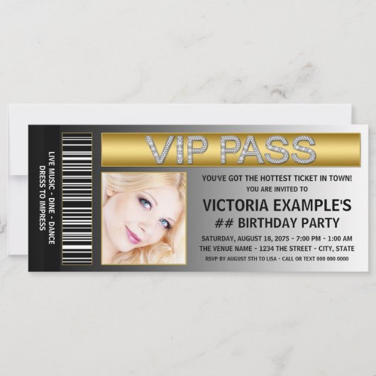 VIP-pas ticket stijl verjaardagsfeestje Kaart (Voorkant)