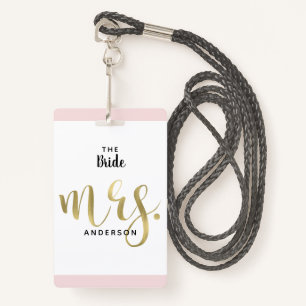 VIP-pas van de Bride Mrs Gold Wedding Party Badge