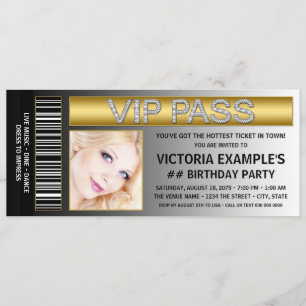 VIP-pas verjaardagsfeestje in ticketstijl Kaart