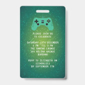 VIP-pas verjaardagsuitnodiging voor Green Gamer Badge (Achterkant)