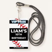 VIP-pas voor Baseball-verjaardagsfeest Badge (Voorkant met draagriem)