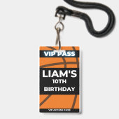 VIP-pas voor basketbal verjaardagsfeest Badge (Voorzijde met lanyard)