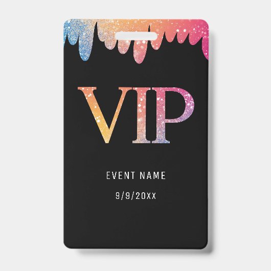 VIP-pas zwarte moderne glitter Badge (Voorzijde)