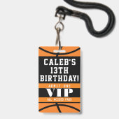VIP-pasbadge voor basketbalverjaardagsfeestje Badge (Voorzijde met lanyard)