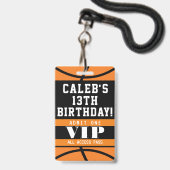 VIP-pasbadge voor basketbalverjaardagsfeestje Badge (Achterkant met lanyard)