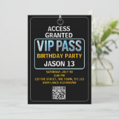VIP Pass 13e verjaardagsfeestje uitnodiging Cool T (Staand voorkant)