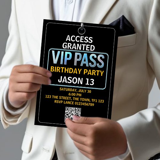 VIP Pass 13e verjaardagsfeestje uitnodiging Cool T