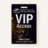 VIP Pass-badge | Aangepaste Black Bokeh QR-code & Badge (Voorkant)