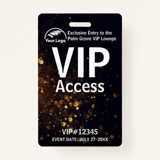 VIP Pass-badge | Aangepaste Black Bokeh QR-code & Badge (Voorkant)