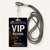 VIP Pass-badge | Aangepaste Black Bokeh QR-code & Badge (Voorkant met draagriem)