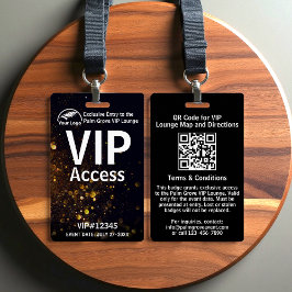 VIP Pass-badge | Aangepaste Black Bokeh QR-code &  Badge